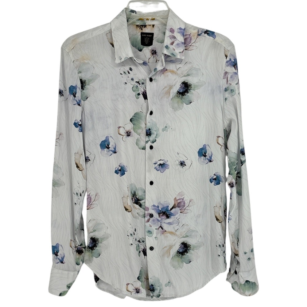 Rare Rabbit Floral Button Down Shirt Mens Medium Viscose Lightweight Resortwear
